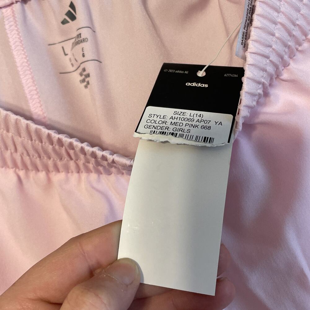 Adidas Girls Regular Fit Athletic Shorts Pink Size L 14 Athletic Shorts - Picture 7 of 8